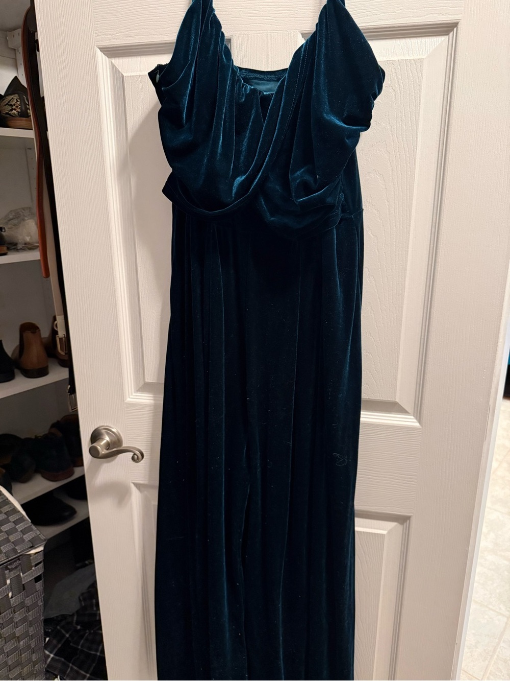 Cider Teal Velvet Jumpsuit
